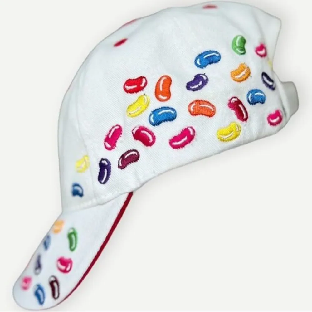 Jelly Belly Vintage Jellybeans Kids White Embroidered Novelty Baseball Cap. Hat.